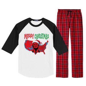 Trump Red Election Map Merry Christmas Trump Winner 2024 Raglan Sleeve Pajama Set