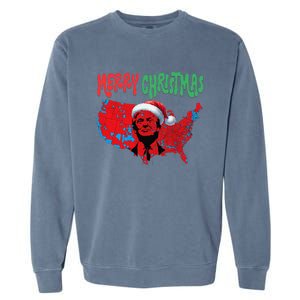 Trump Red Election Map Merry Christmas Trump Winner 2024 Garment-Dyed Sweatshirt