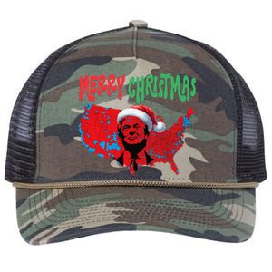 Trump Red Election Map Merry Christmas Trump Winner 2024 Retro Rope Trucker Hat Cap