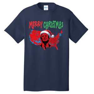 Trump Red Election Map Merry Christmas Trump Winner 2024 Tall T-Shirt