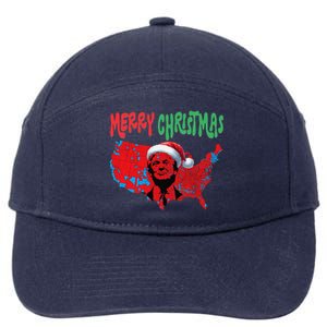 Trump Red Election Map Merry Christmas Trump Winner 2024 7-Panel Snapback Hat