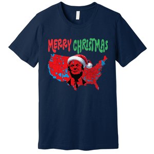 Trump Red Election Map Merry Christmas Trump Winner 2024 Premium T-Shirt