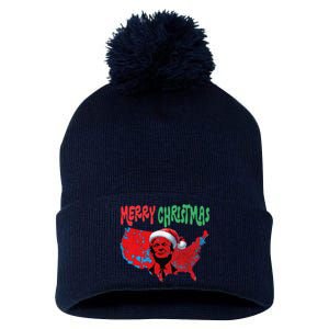 Trump Red Election Map Merry Christmas Trump Winner 2024 Pom Pom 12in Knit Beanie