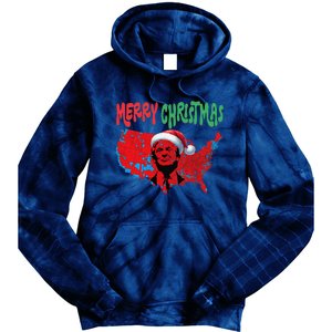 Trump Red Election Map Merry Christmas Trump Winner 2024 Tie Dye Hoodie