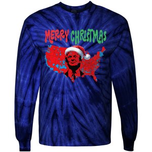 Trump Red Election Map Merry Christmas Trump Winner 2024 Tie-Dye Long Sleeve Shirt