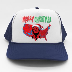 Trump Red Election Map Merry Christmas Trump Winner 2024 Trucker Hat