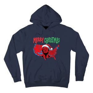 Trump Red Election Map Merry Christmas Trump Winner 2024 Tall Hoodie