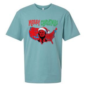 Trump Red Election Map Merry Christmas Trump Winner 2024 Sueded Cloud Jersey T-Shirt