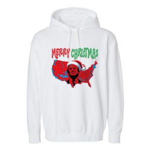 Trump Red Election Map Merry Christmas Trump Winner 2024 Garment-Dyed Fleece Hoodie