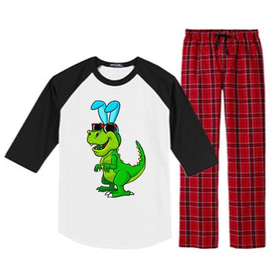 T Rex Easter Bunny Funny Dinosaur Basket Stuffers Raglan Sleeve Pajama Set