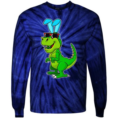 T Rex Easter Bunny Funny Dinosaur Basket Stuffers Tie-Dye Long Sleeve Shirt