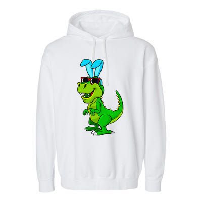 T Rex Easter Bunny Funny Dinosaur Basket Stuffers Garment-Dyed Fleece Hoodie