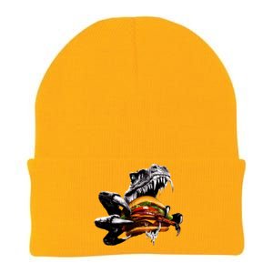 T Rex Eating Burger Knit Cap Winter Beanie