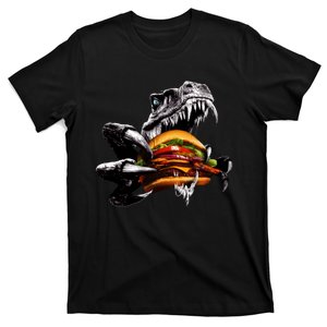 T Rex Eating Burger T-Shirt