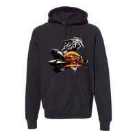 T Rex Eating Burger Premium Hoodie