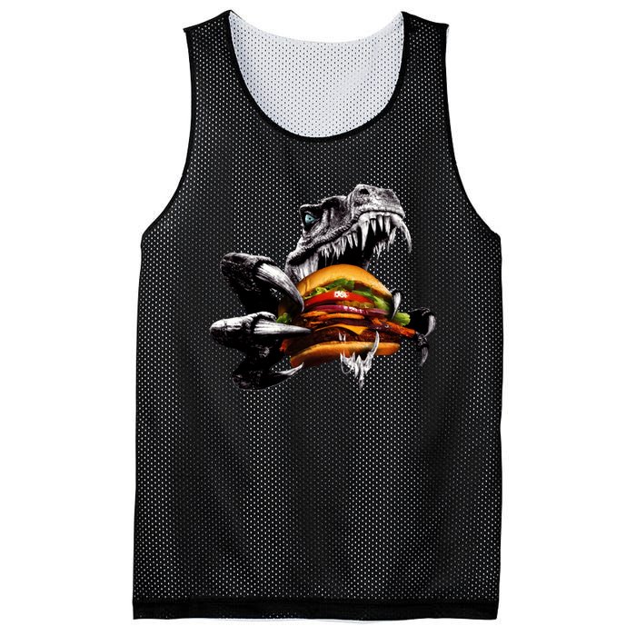 T Rex Eating Burger Mesh Reversible Basketball Jersey Tank