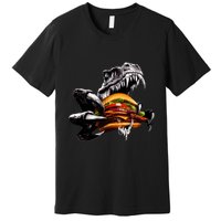 T Rex Eating Burger Premium T-Shirt