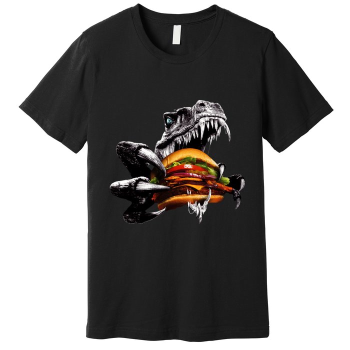 T Rex Eating Burger Premium T-Shirt