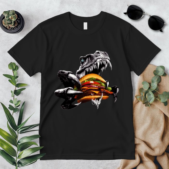 T Rex Eating Burger Premium T-Shirt