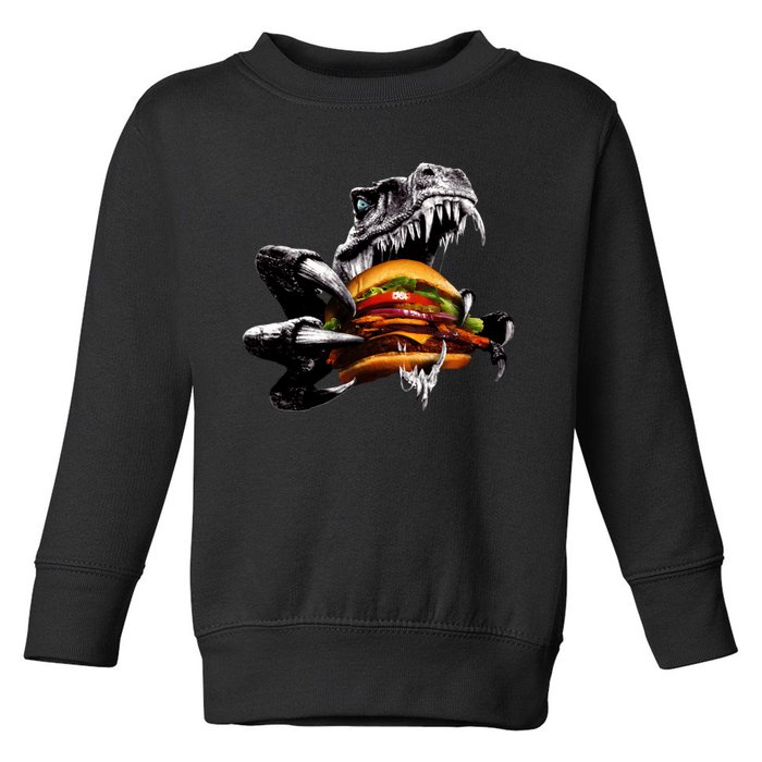 T Rex Eating Burger Toddler Sweatshirt