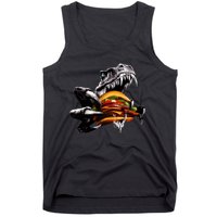 T Rex Eating Burger Tank Top