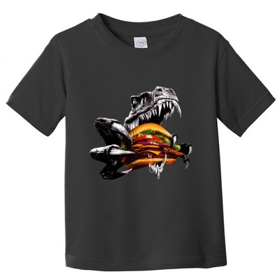 T Rex Eating Burger Toddler T-Shirt