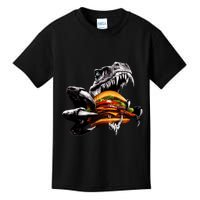 T Rex Eating Burger Kids T-Shirt