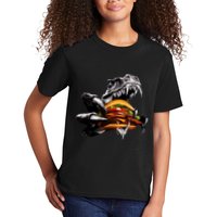 T Rex Eating Burger Kids T-Shirt