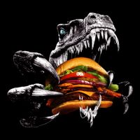 T Rex Eating Burger Kids T-Shirt