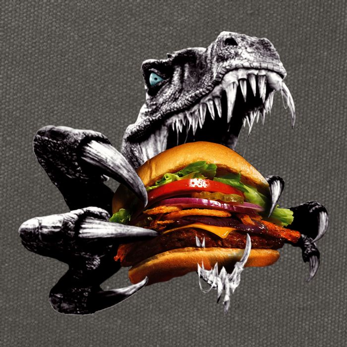 T Rex Eating Burger Cotton Canvas Backpack