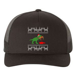 T Rex Eating Rudolph The Red Nosed Reindeer Yupoong Adult 5-Panel Trucker Hat