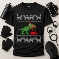 T Rex Eating Rudolph The Red Nosed Reindeer Performance Shirt