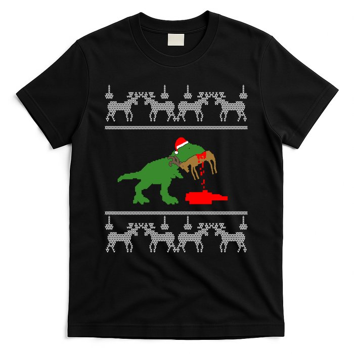 T Rex Eating Rudolph The Red Nosed Reindeer T-Shirt