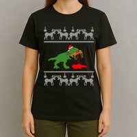 T Rex Eating Rudolph The Red Nosed Reindeer T-Shirt