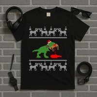 T Rex Eating Rudolph The Red Nosed Reindeer T-Shirt