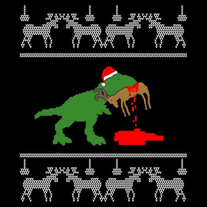 T Rex Eating Rudolph The Red Nosed Reindeer T-Shirt