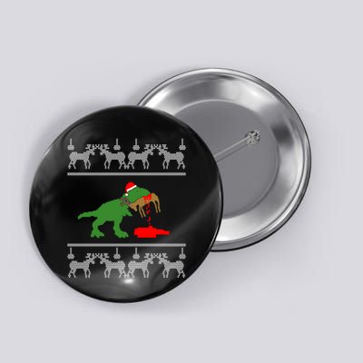 T Rex Eating Rudolph The Red Nosed Reindeer Button