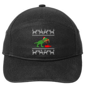 T Rex Eating Rudolph The Red Nosed Reindeer 7-Panel Snapback Hat