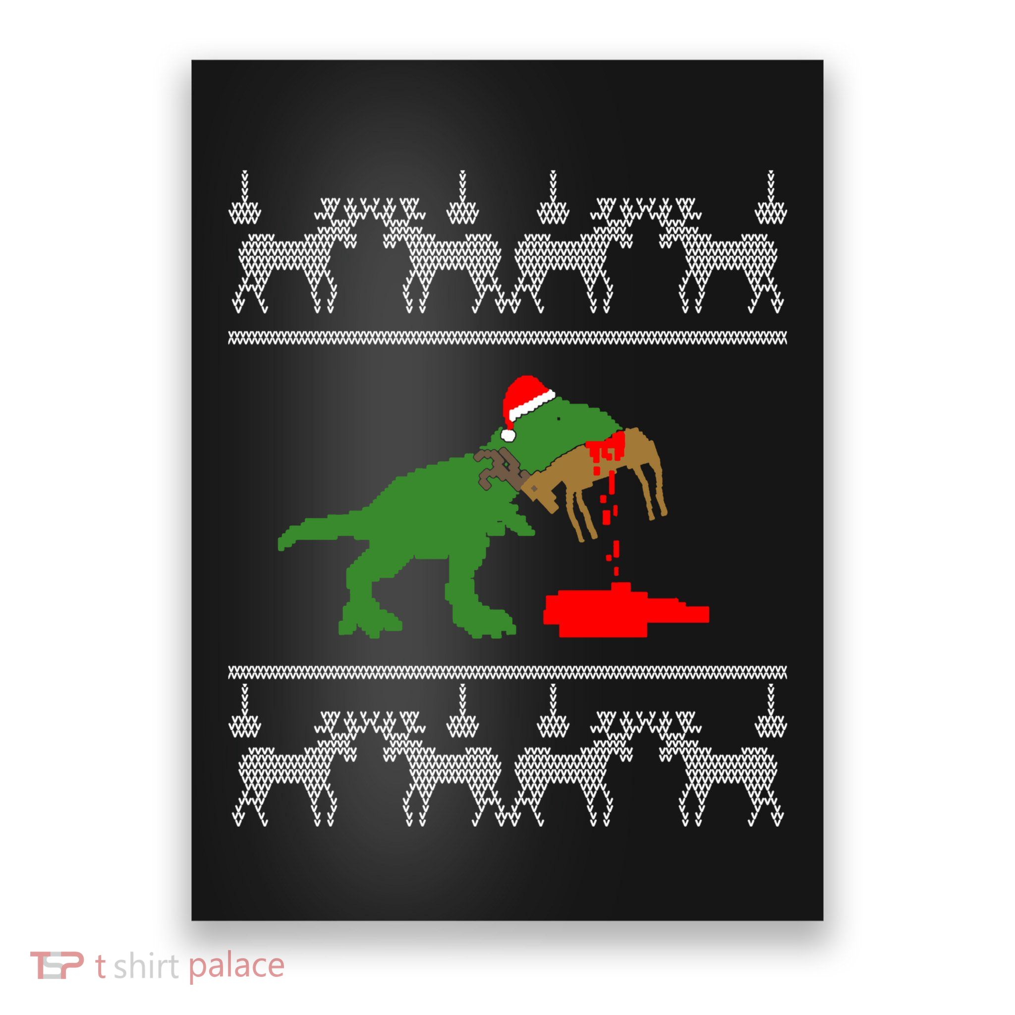 T Rex Eating Rudolph The Red Nosed Reindeer Poster