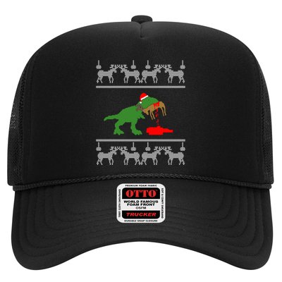 T Rex Eating Rudolph The Red Nosed Reindeer Trucker Hat