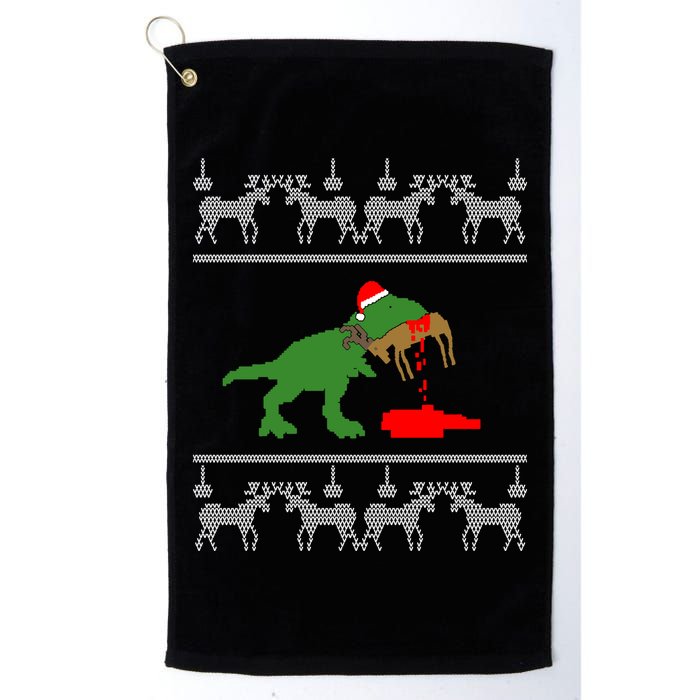 T Rex Eating Rudolph The Red Nosed Reindeer Golf Towel