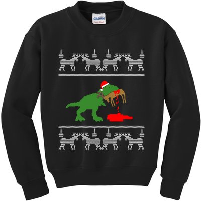 T Rex Eating Rudolph The Red Nosed Reindeer Kids Sweatshirt