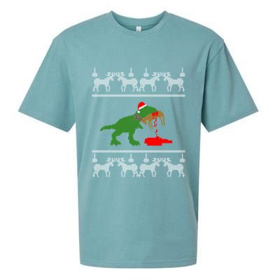T Rex Eating Rudolph The Red Nosed Reindeer Sueded Cloud Jersey T-Shirt