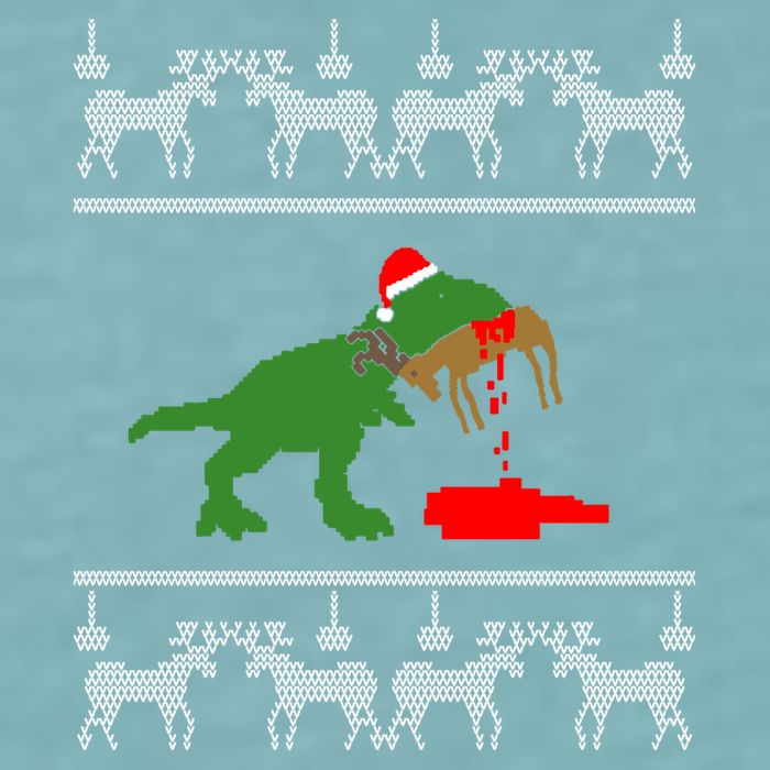 T Rex Eating Rudolph The Red Nosed Reindeer Sueded Cloud Jersey T-Shirt