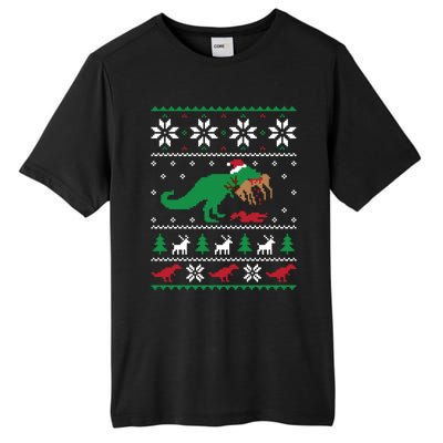 T Rex Eating Reindeer Funny Dinosaur Christmas Ugly Gift Tall Fusion ChromaSoft Performance T-Shirt