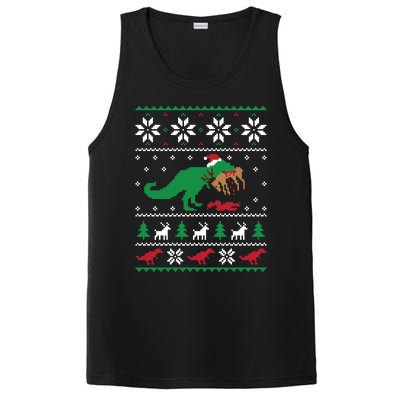 T Rex Eating Reindeer Funny Dinosaur Christmas Ugly Gift PosiCharge Competitor Tank