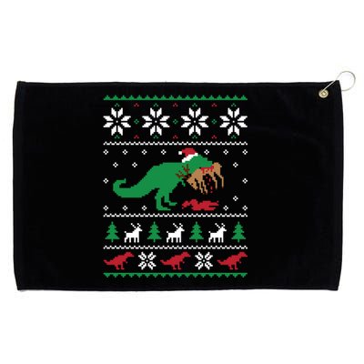 T Rex Eating Reindeer Funny Dinosaur Christmas Ugly Gift Grommeted Golf Towel