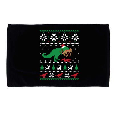 T Rex Eating Reindeer Funny Dinosaur Christmas Ugly Gift Microfiber Hand Towel