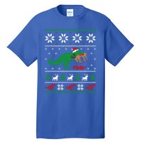 T Rex Eating Reindeer Funny Dinosaur Christmas Ugly Gift Tall T-Shirt