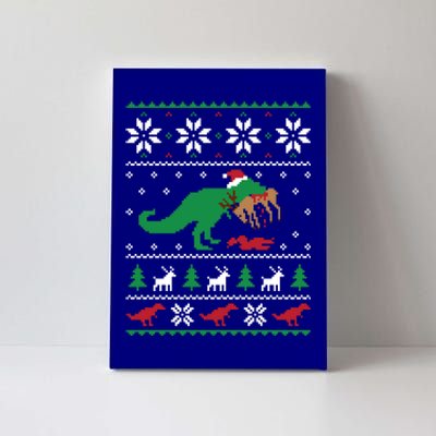 T Rex Eating Reindeer Funny Dinosaur Christmas Ugly Gift Canvas